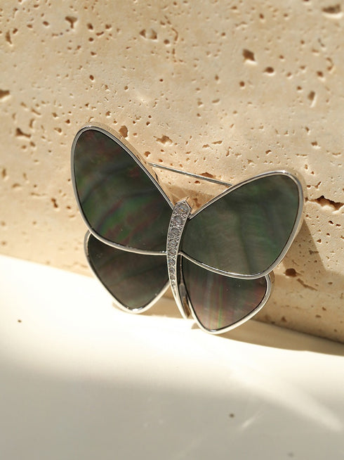 Butterfly Colorful Black Mother of Shell Brooch - House Of Pearls